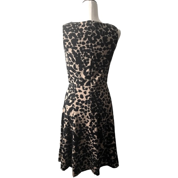 212 Collection Ponte Fit Flare Knit Dress Size XS Black Tan Sleeveless Zipper - Picture 5 of 11
